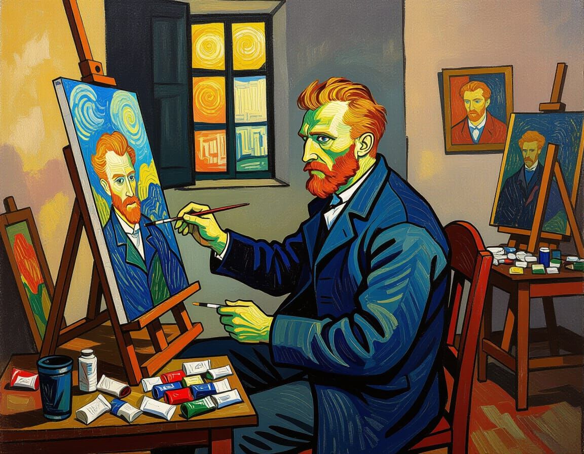 Painter's Self-Portrait in Post-Impressionist Style