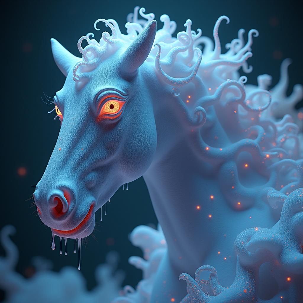 Surreal Horse Morphosis into Vapor, Immaculatism Art