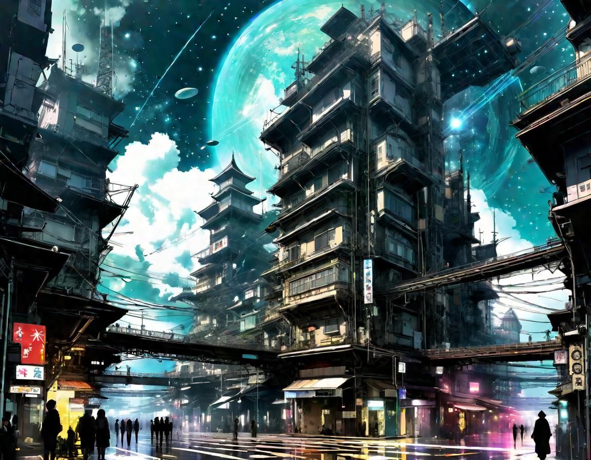 Aetherpunk Cityscape with Magical Architecture