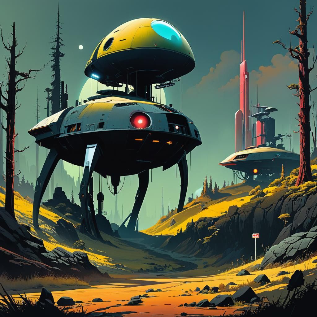 Grimdark Sci-Fi Landscape in Matte Painting Style