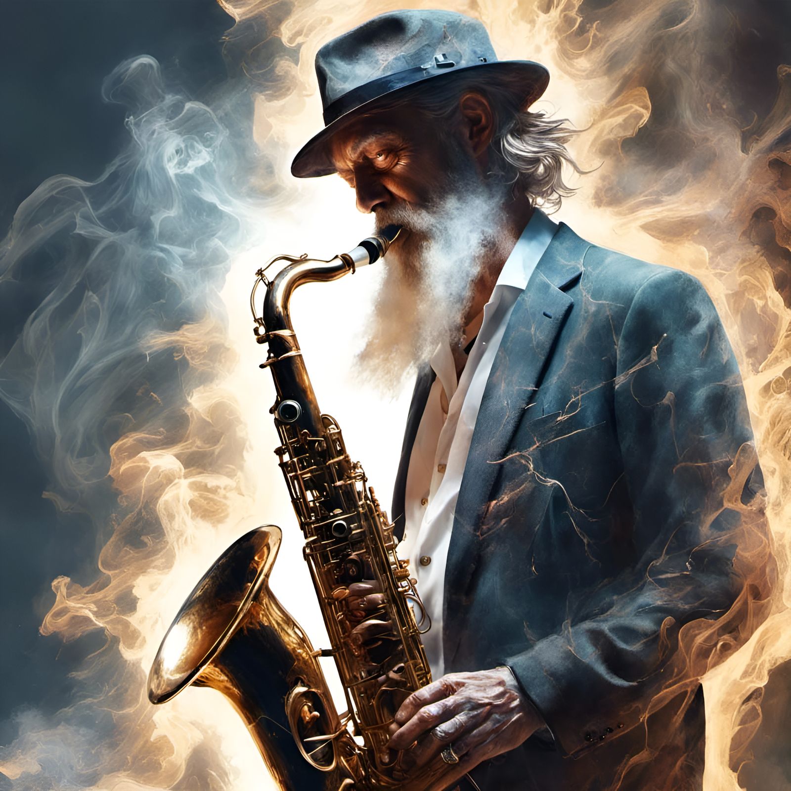 Saxophone Player Portrait in Digital Illustration