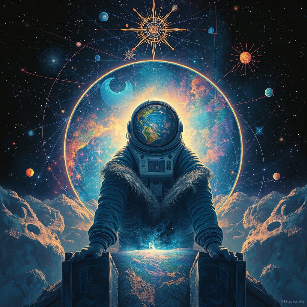 Astronaut Gazing at Cosmic Wonders in Astral Illustration