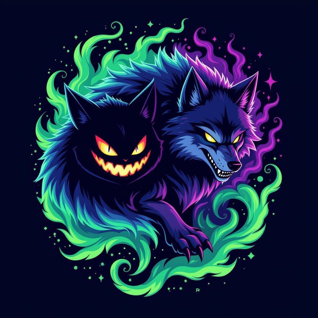 Gengar Wolf Morph Tattoo Design