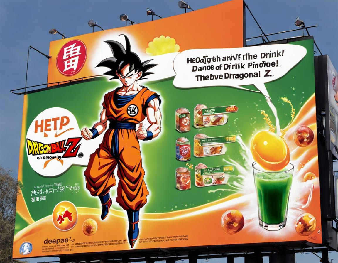 Dragonball Z Official Drink Billboard in Retro Style