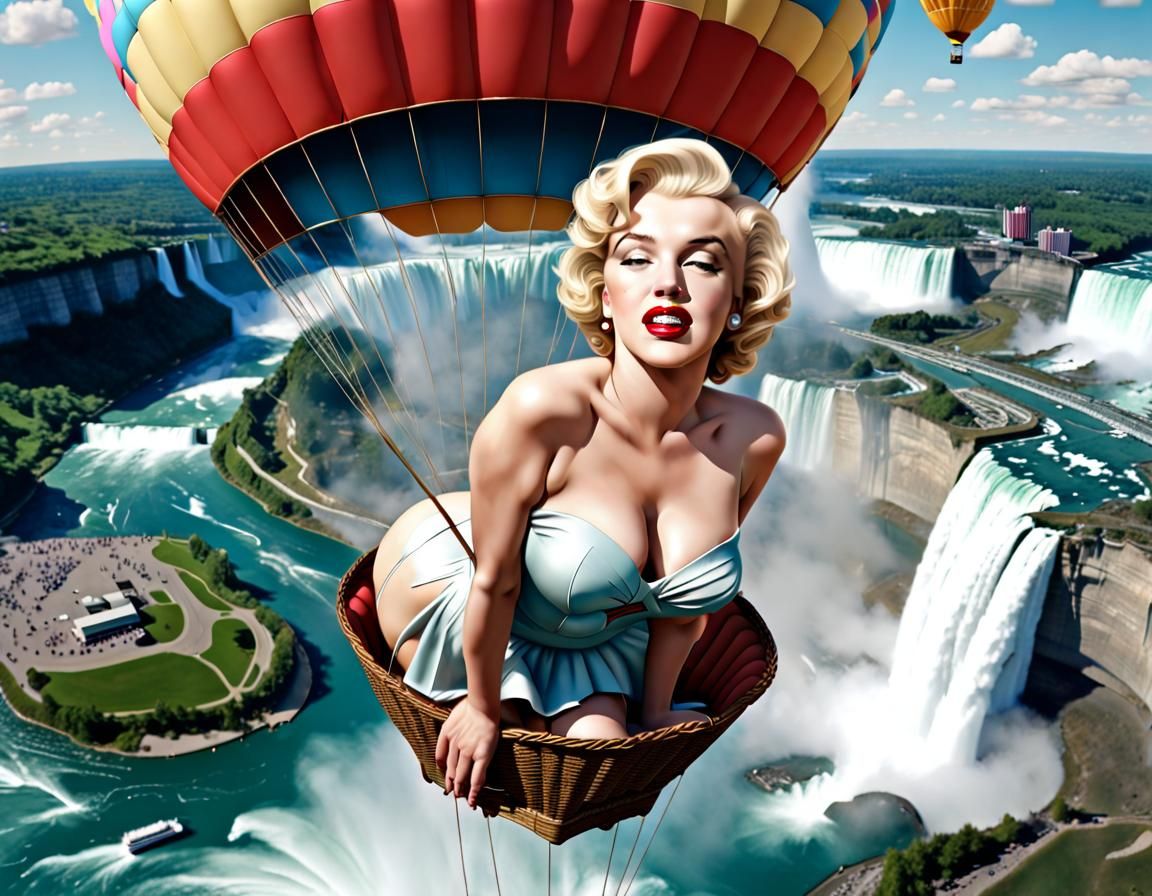 3D Marilyn Monroe Balloon Over Niagara Falls