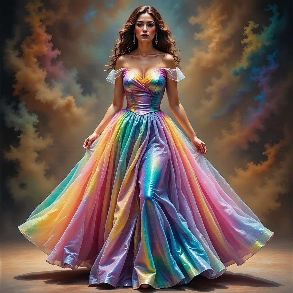 Woman in Holographic Dress: Pretty Portrait