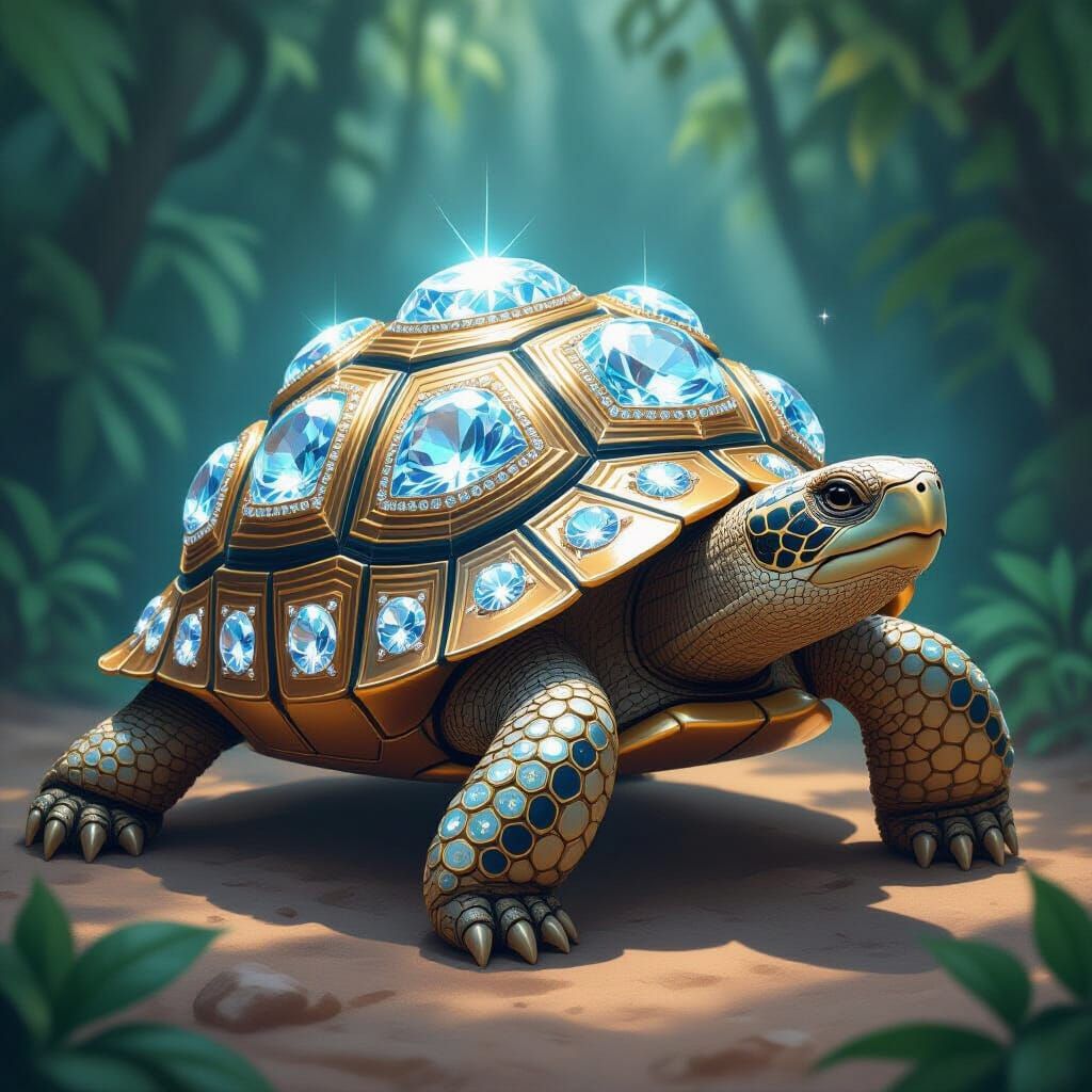 Crystal Tortoise in Art Nouveau Style