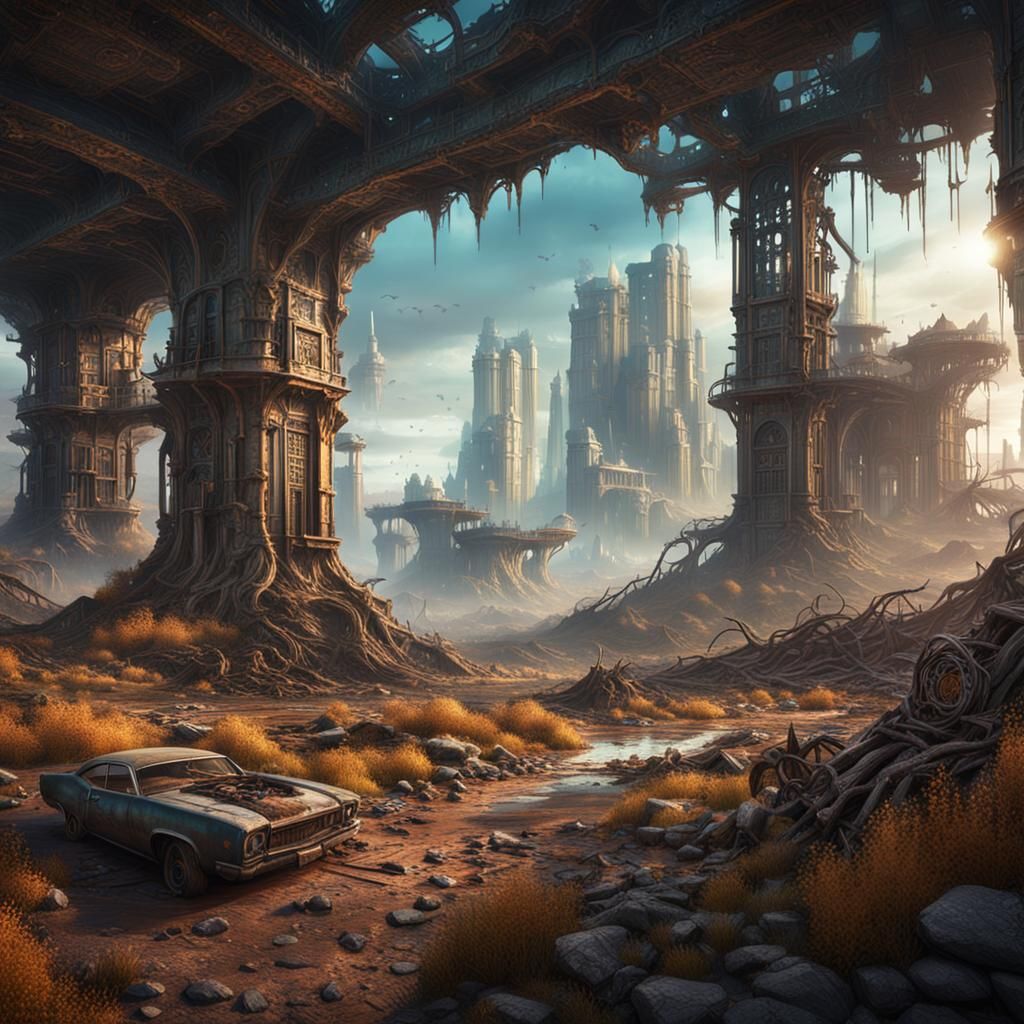 Nature Reclaims Apocalyptic City: Matte Painting
