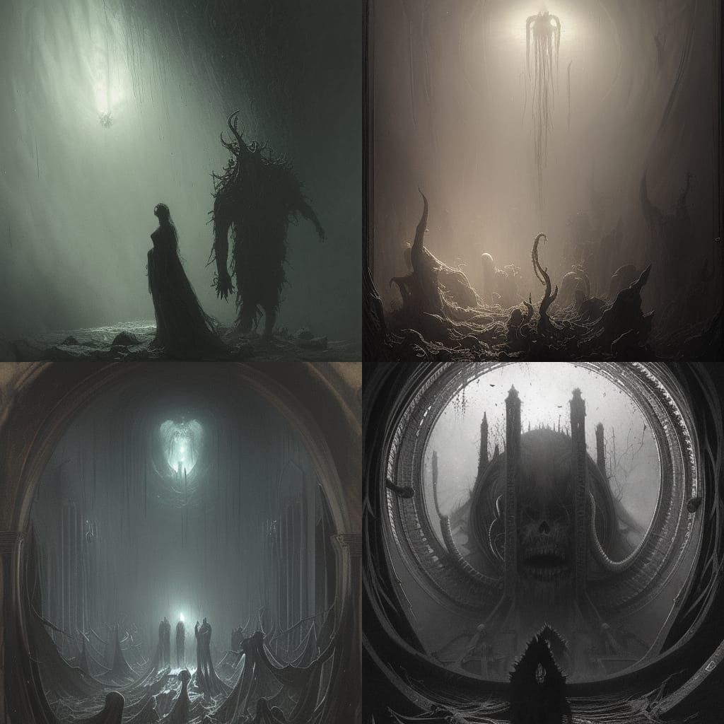 Lovecraftian Horror in Engraving Style