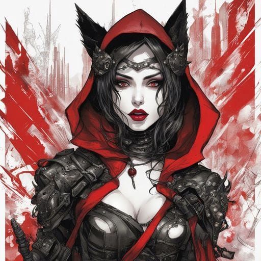 Cyber Gothic Little Red Riding Hood Portrait