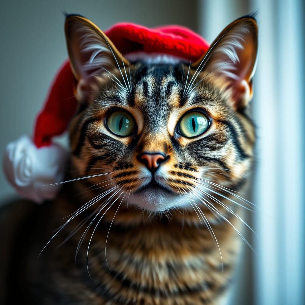 Feline Santa in Sharp Focus