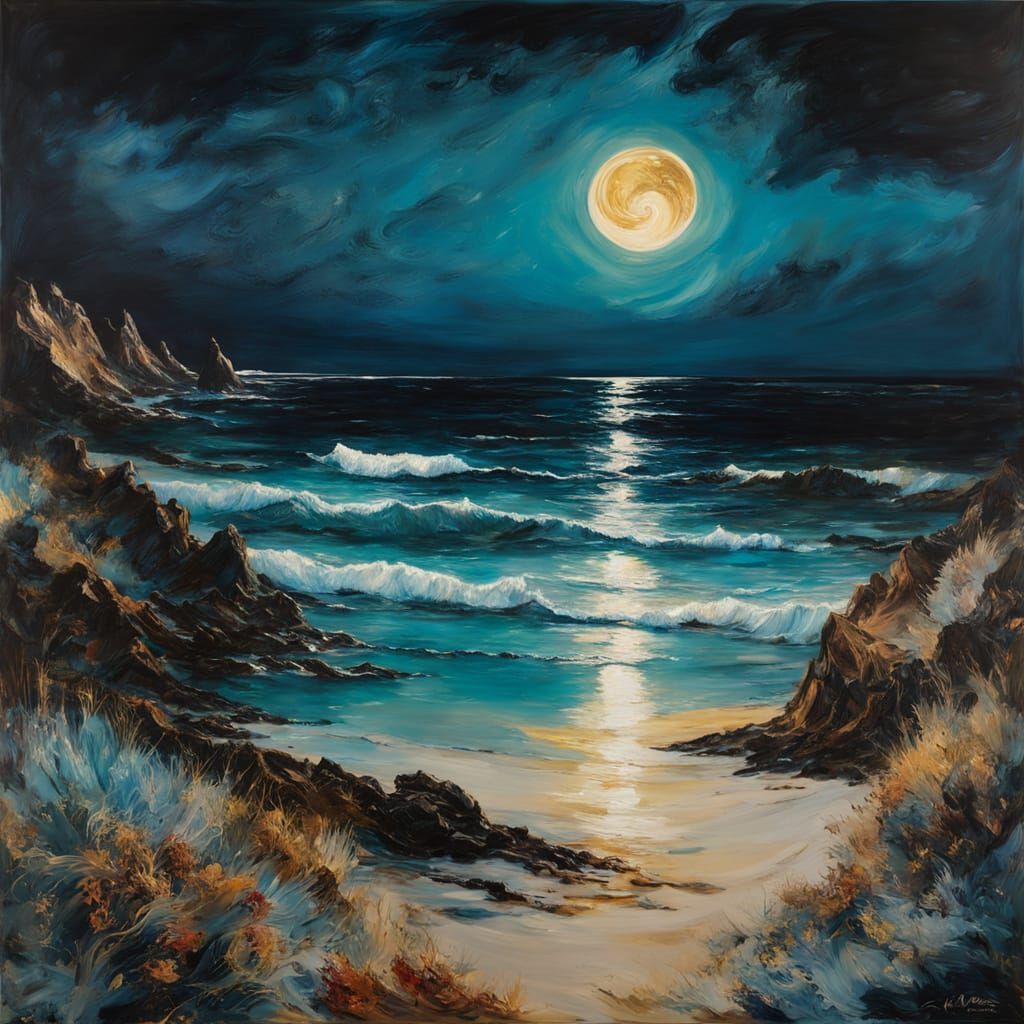 Moonlit beach