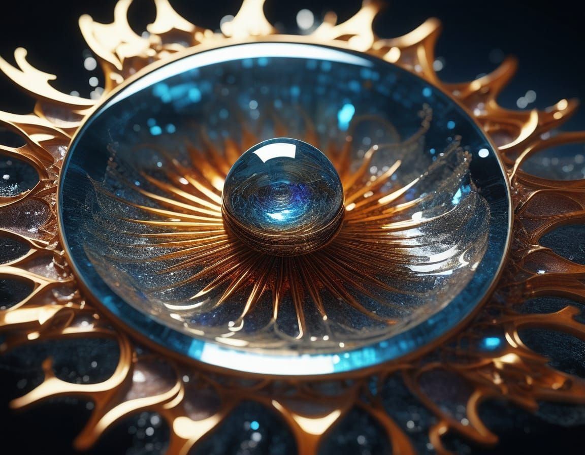 A Dream in Epicycloid Molten Amber - Explosions of Glitterglass Distort Reflect Magnify Randomly