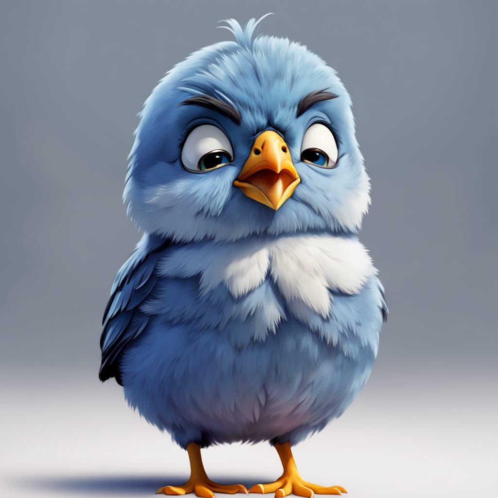 Grumpy Cartoon Chick with Snooty Expression