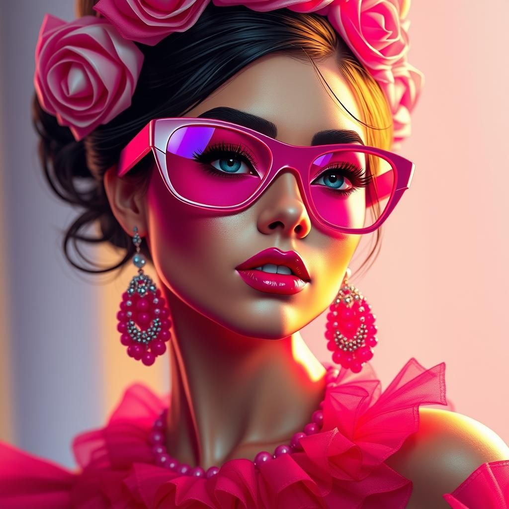 Venezuelan Catrina Girl in Pink Candy Art Style