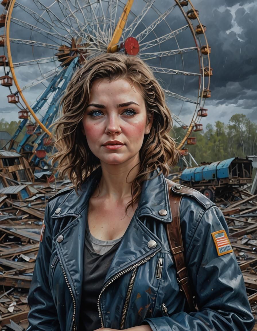 Chernobyl Adventurer Portrait in Post-Apocalyptic Ruins