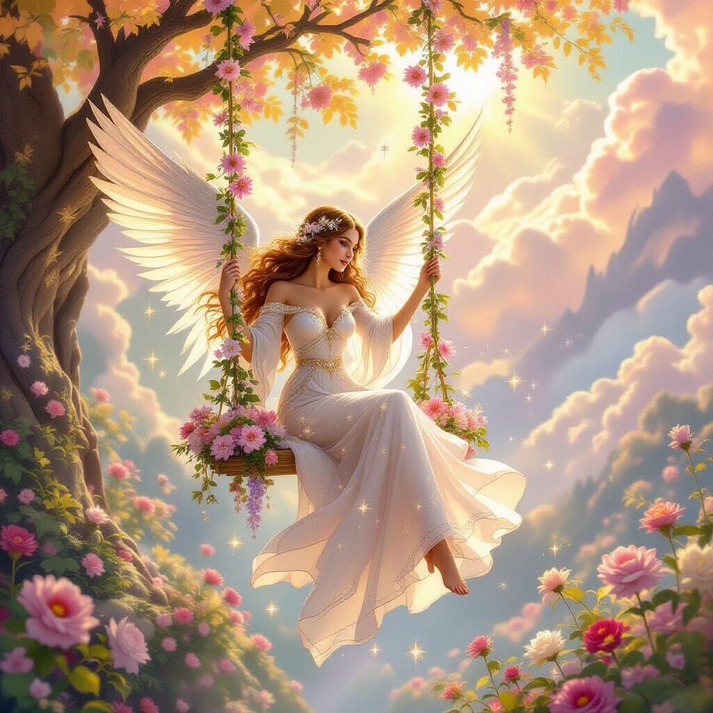 Celestial Angel in Floating Garden, Divine Style