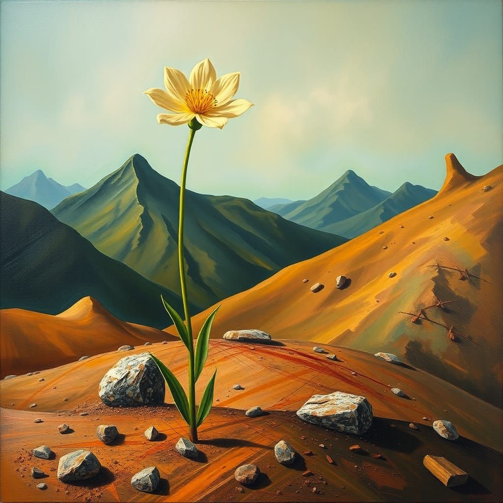 Surreal Melting Flower in Dali Style