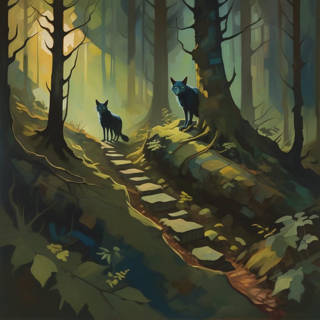 Mysterious Forest Creatures in Expressionist Style