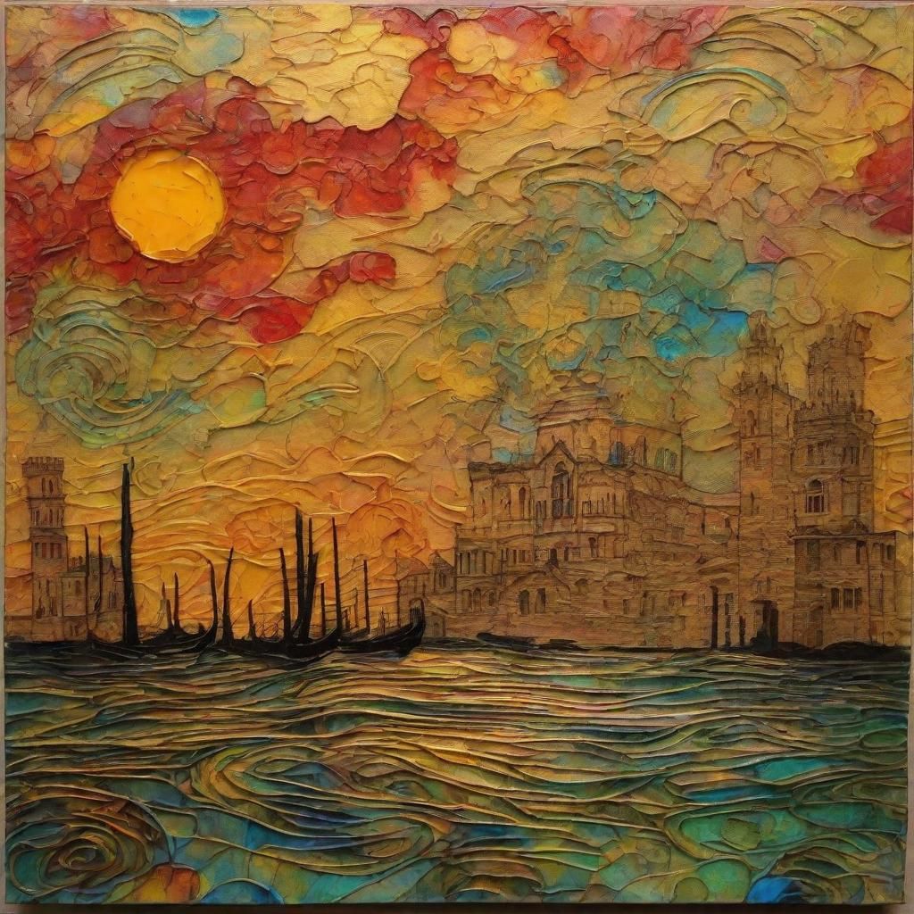 Venice Italy in Encaustic Sgraffito Style