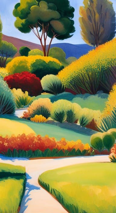 Lawn with Shrubs: Impressionistic Realism in Oil and Waterco...