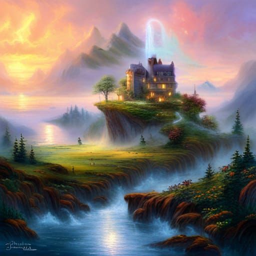 Ethereal Floating Island in Fantasy Style