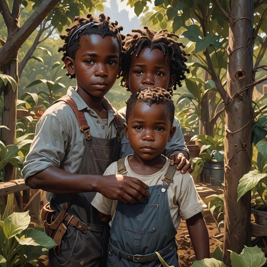 Toddler Boy on Farm: Detailed Digital Art Portrait