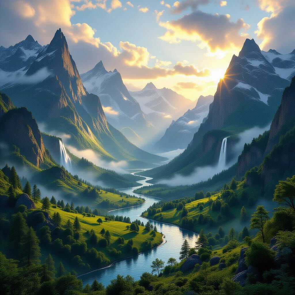 Majestic Mountain Landscape at Golden Hour