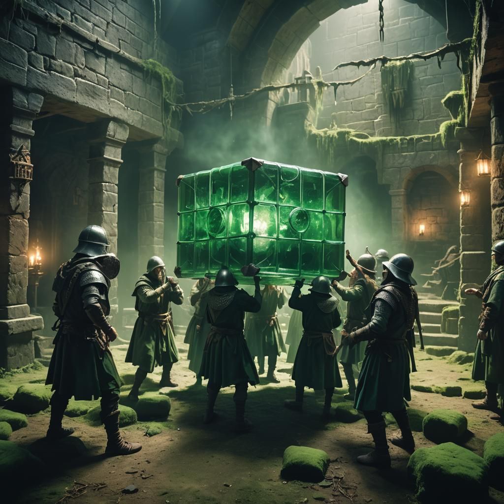 Gelatinous Cube Consumes Adventurers: Cinematic Dungeon Scen...