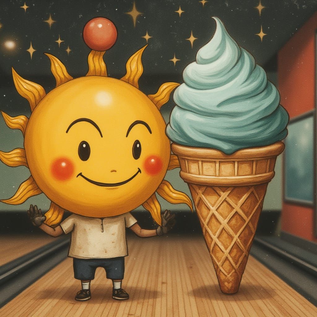 Sun and Ice Cream Best Friends at Bowling Alley