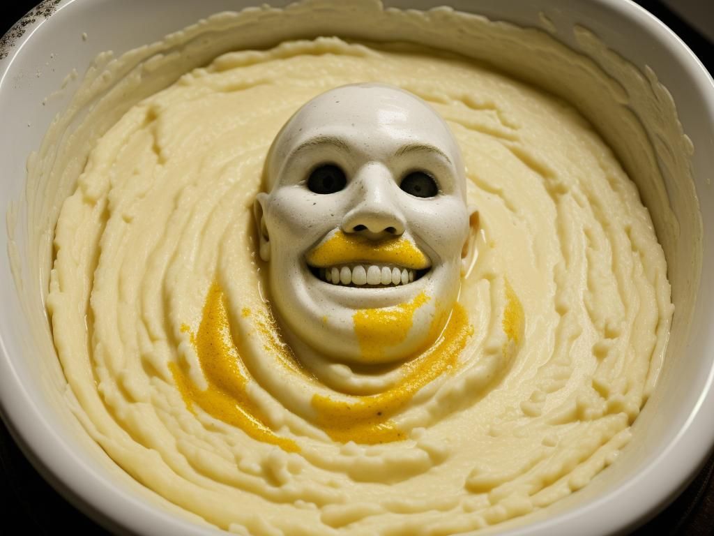 Surreal Gary Busey Smiles in Mashed Potatoes