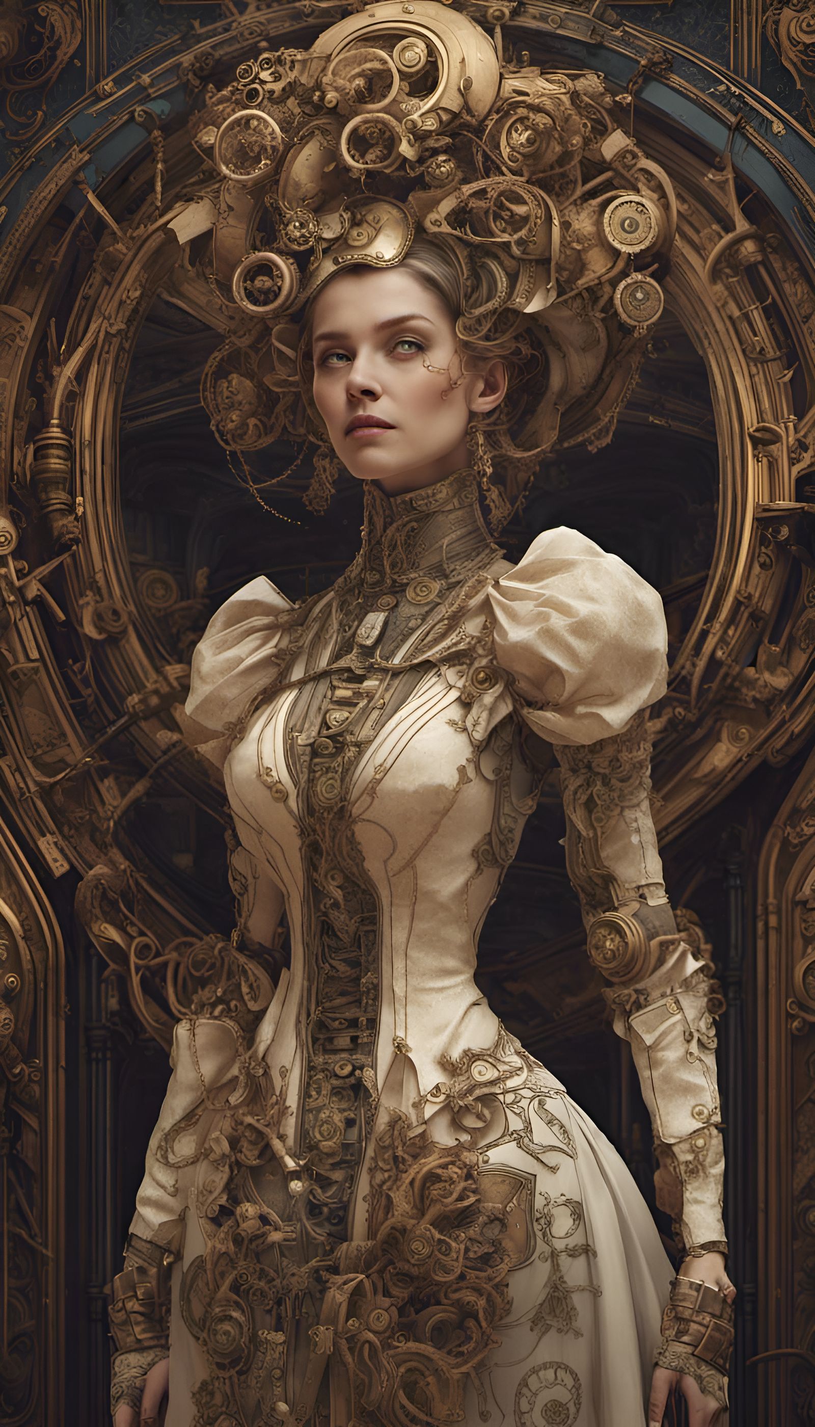 Steampunk Mechanical Woman in 3D Digital Art