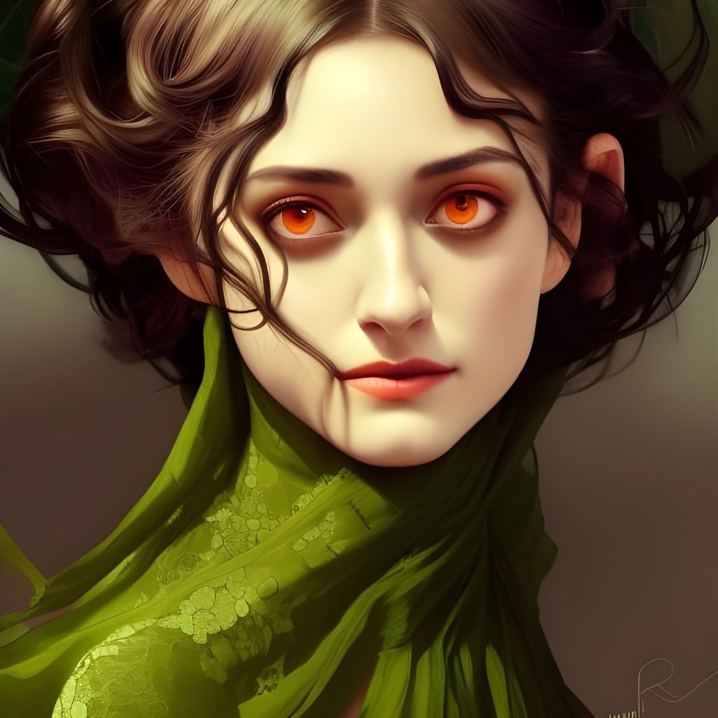 Victorian Woman Portrait in Art Nouveau Style