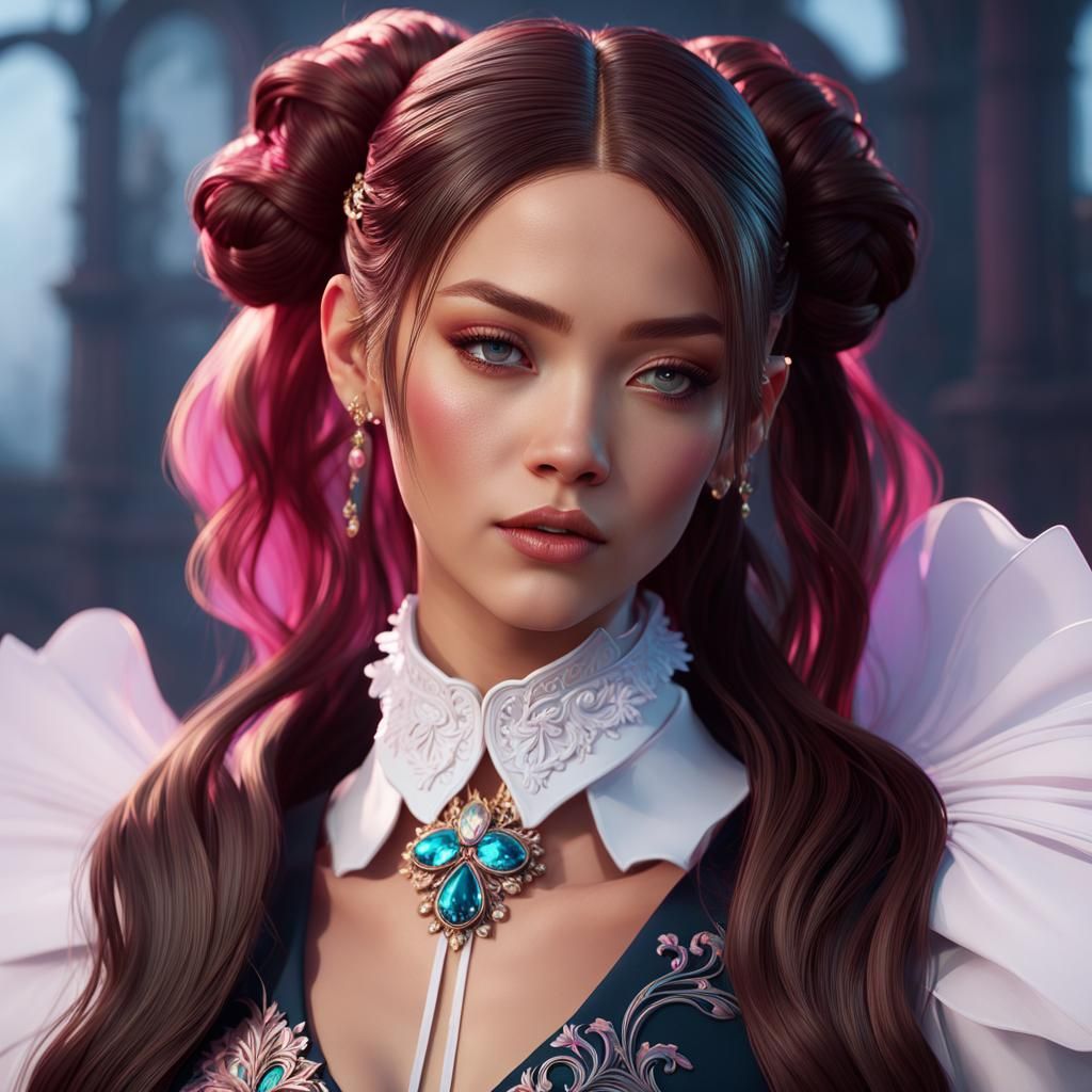 Elegant Portrait Inspired by Art Nouveau, Digital Art