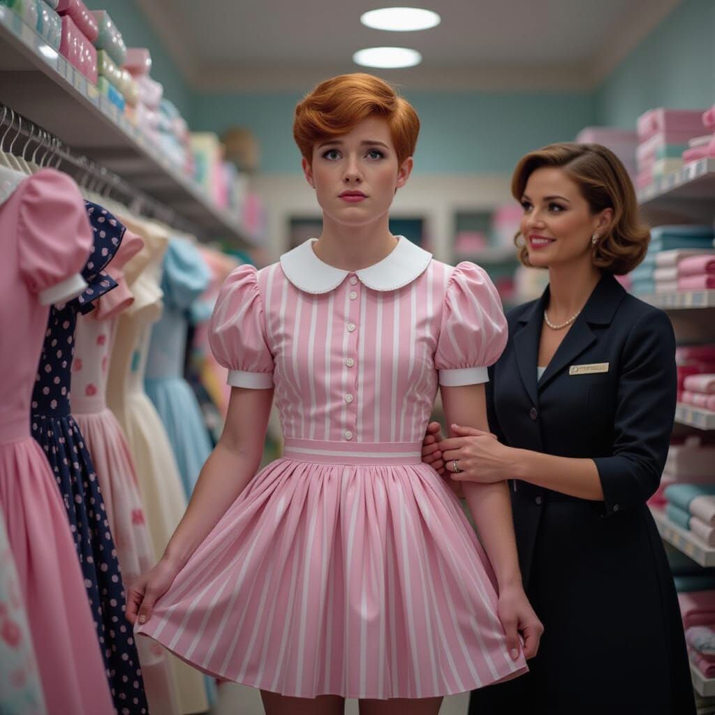 Worried Young Man in Pink Dress, Cinematic Style