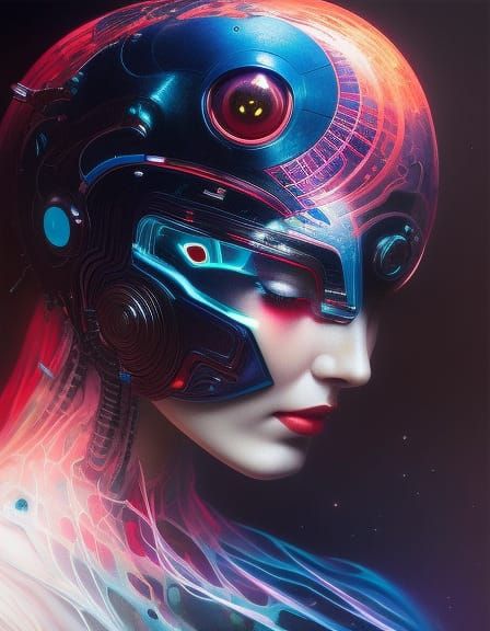 Transparent Robot Melts From Circuitry and Matrix Code