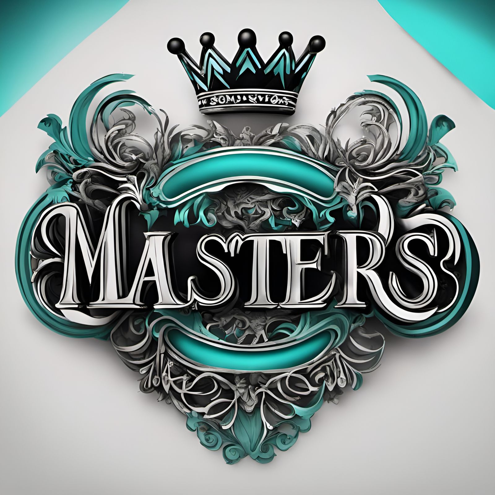 Words Masters Logo with Crown in Teal