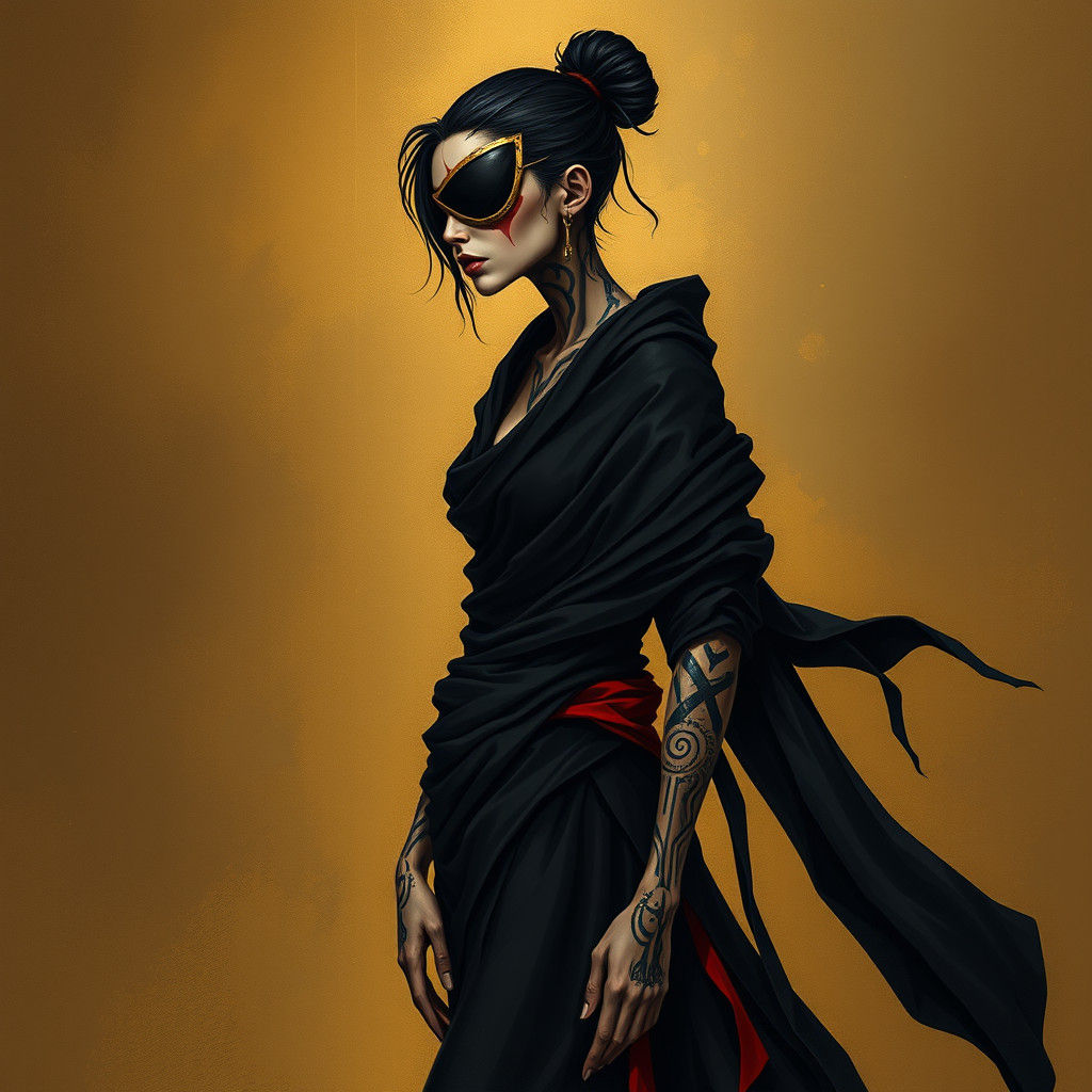 Mystical Figure in Dreamlike Biomechanical Art