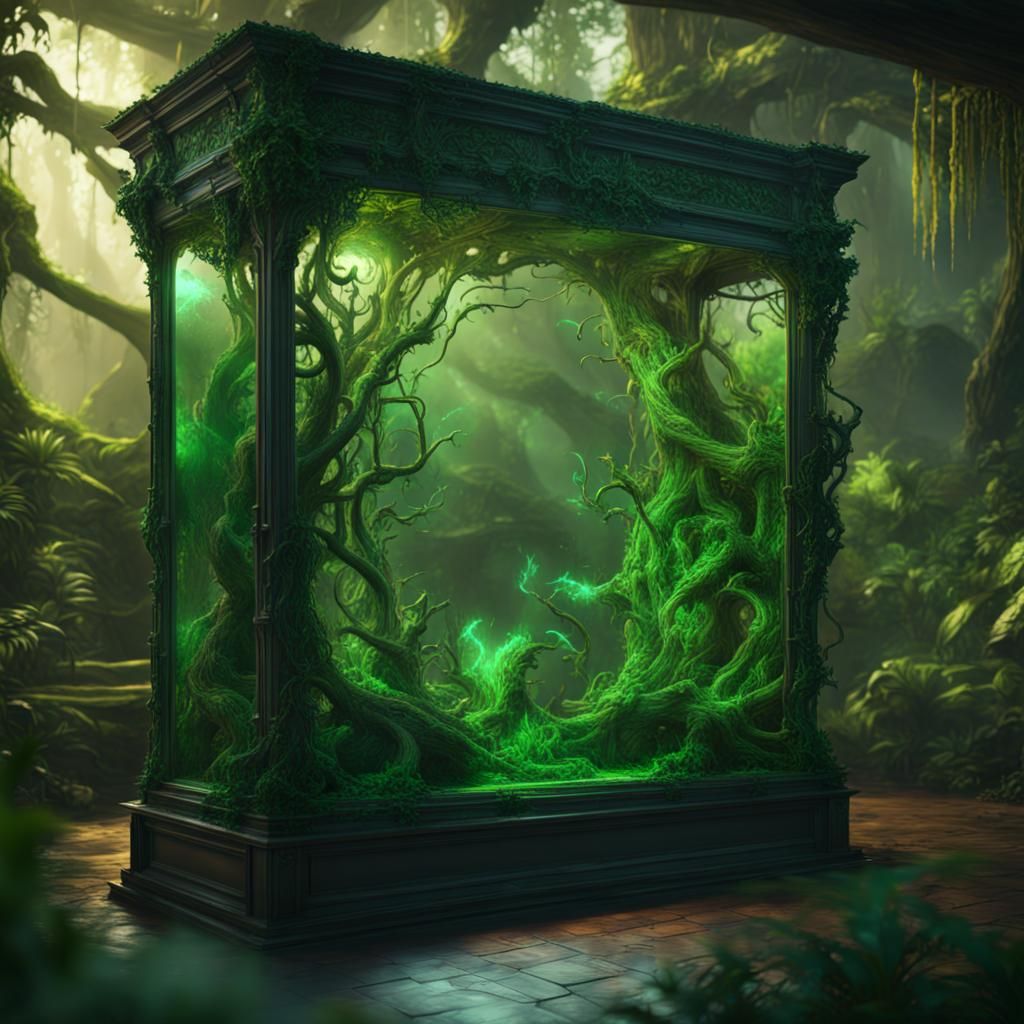 Green Fire in Jungle Display Case