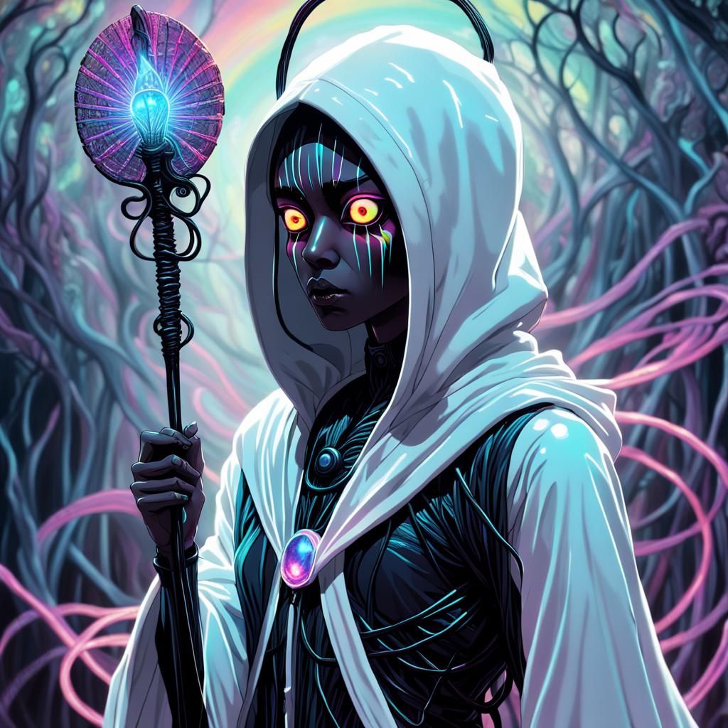 Surreal Dark Fantasy Angel in Triadic Colors