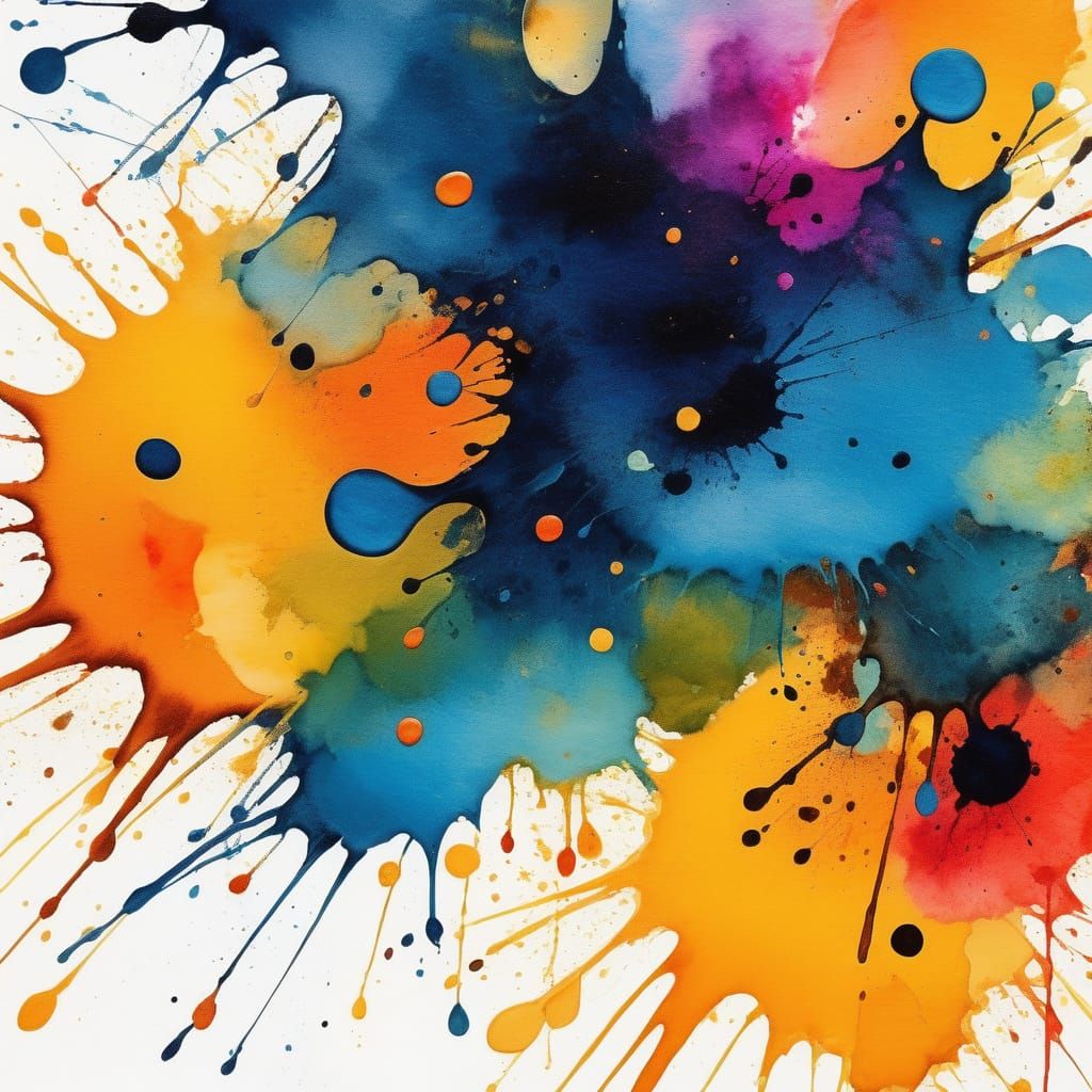 Abstract Expressionism: Vibrant Watercolor Paint Splatters