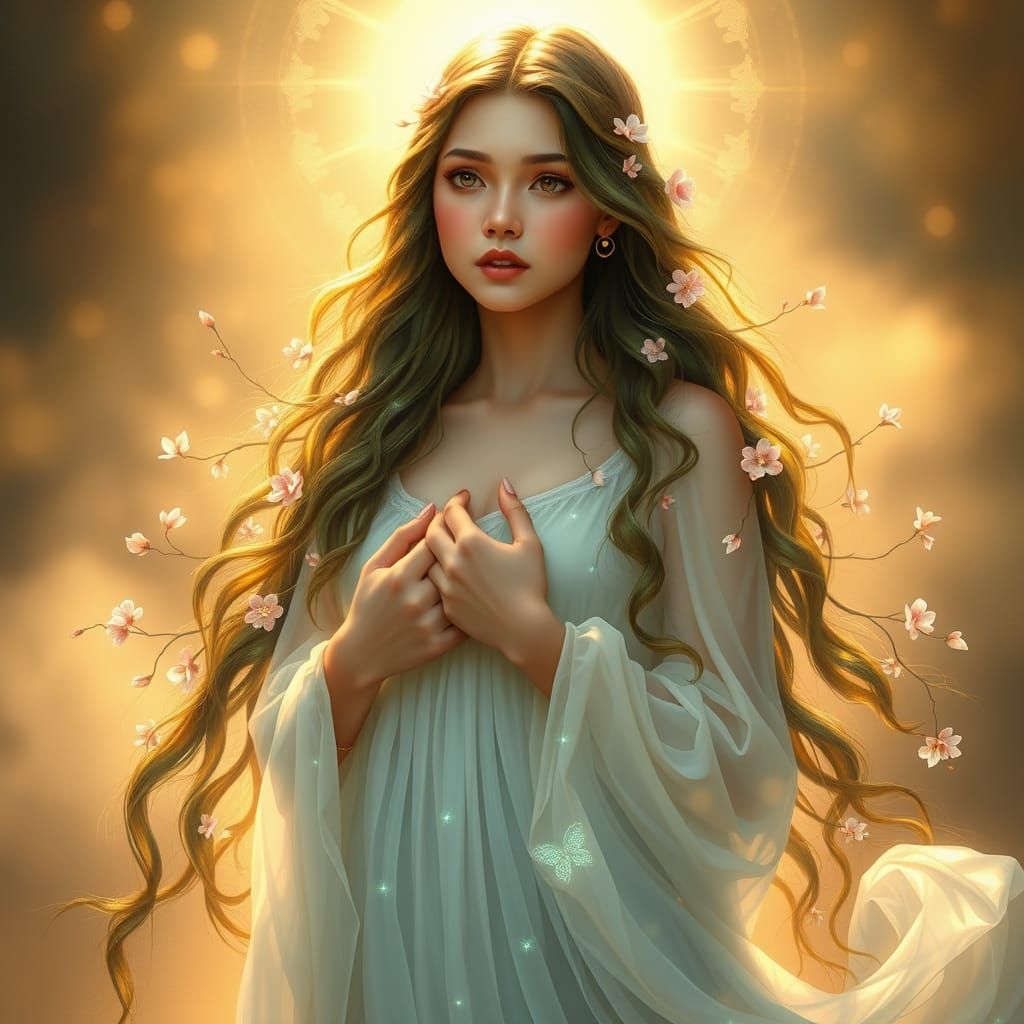 Ethereal Goddess with Nature's Splendor