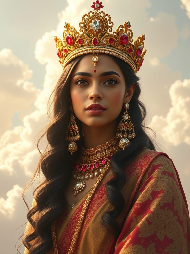 Regal Indian Princess in Golden Splendor