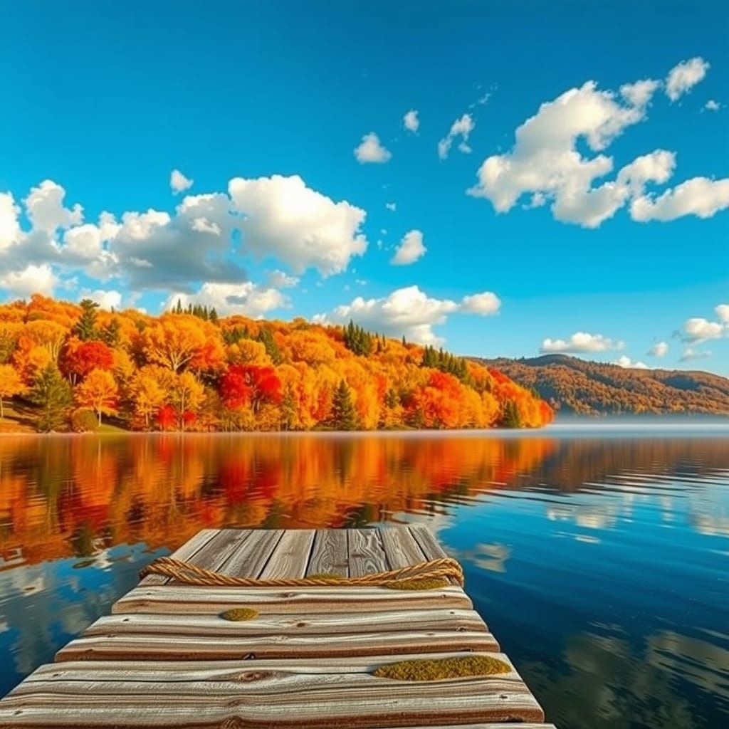 Autumn Lake View in Warm Light