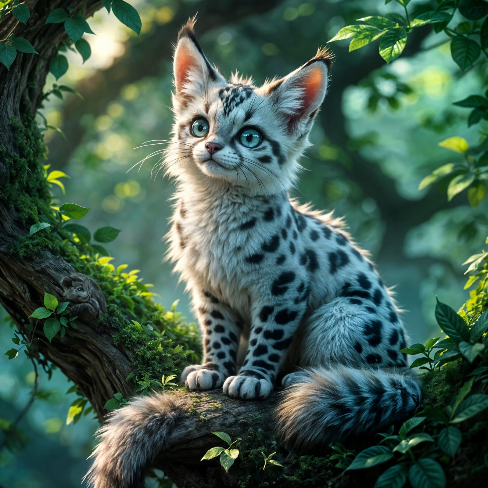 Clouded Leopard Fennec Fox Hybrid in 3D Anime Style