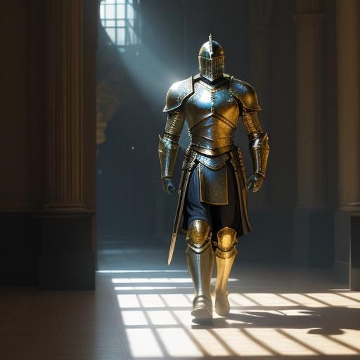 Obsidian Knight in Colosseum with Golden Statue