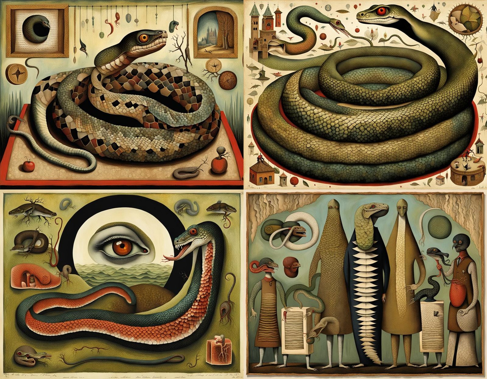 Terrifying Snake Organs: Surrealist Horror Art