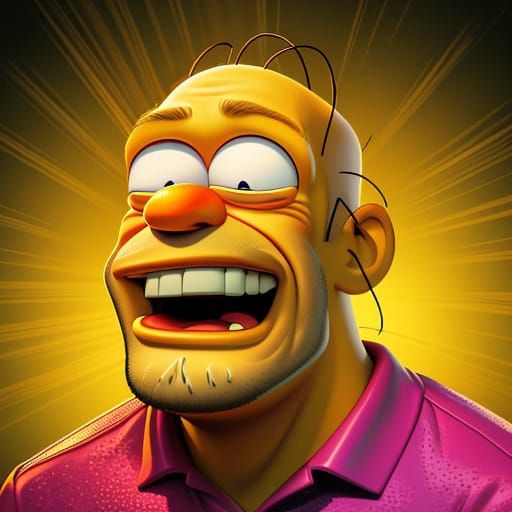 Laughing Homer Simpson in Comic Book Style