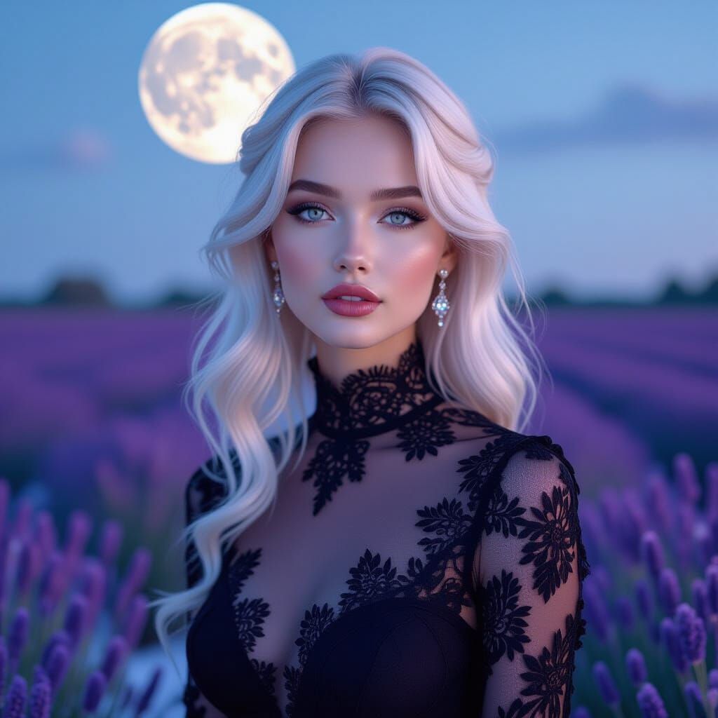 African Woman with Blonde Hair in Lavender Snowfield
