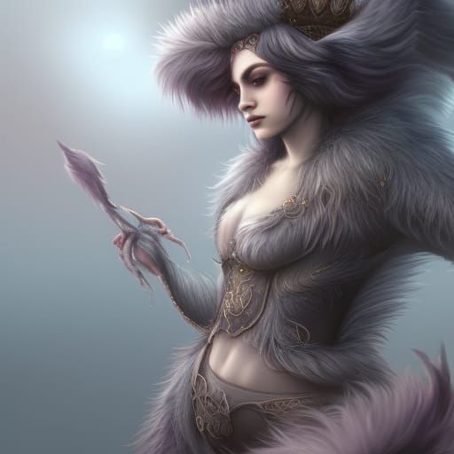 Werewolf Fur Queen: Detailed Digital Art